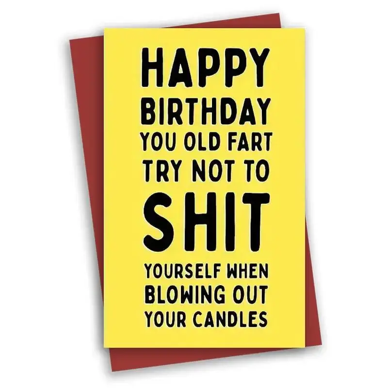 Happy Birthday Card with Envelope, 1 Set Funny Letter Pattern Greeting Card, Humorous Birthday Gift Card for Men, Birthday Gi...