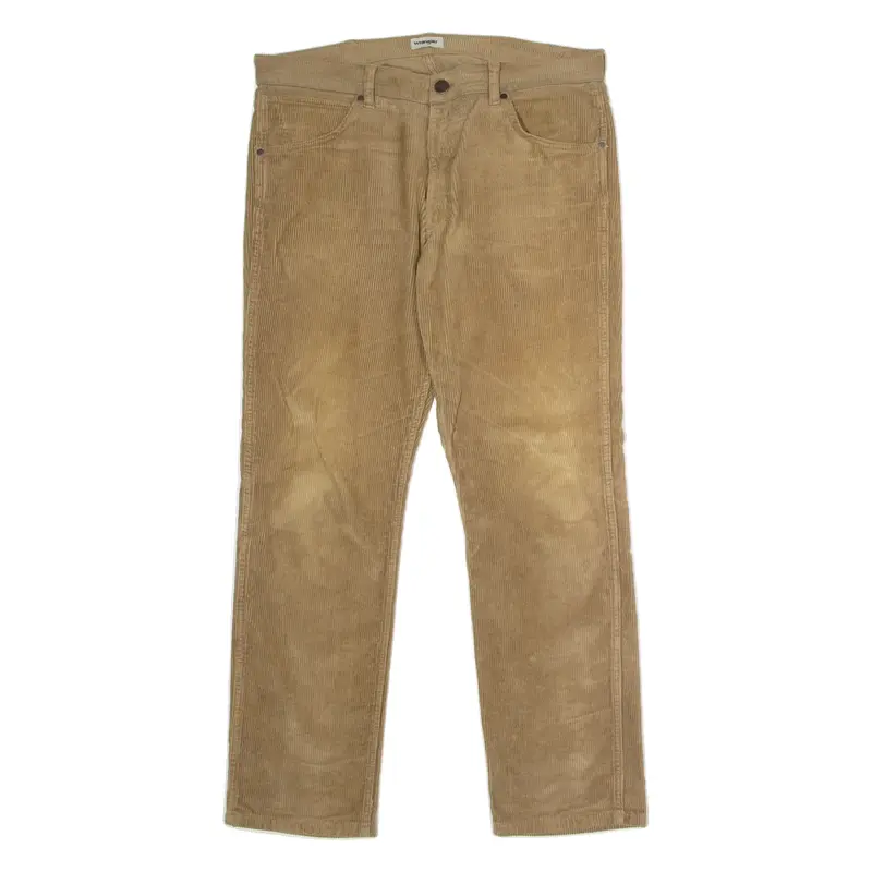 WRANGLER Greensboro Mens Corduroy Trousers Beige Regular Straight W34 L30