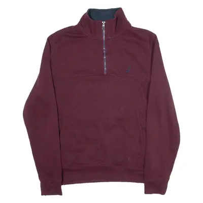NAUTICA Mens Sweatshirt Maroon 1/4 Zip S
