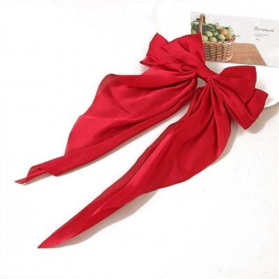 Solid Color Long Bowknot Satin Hair Barrettes