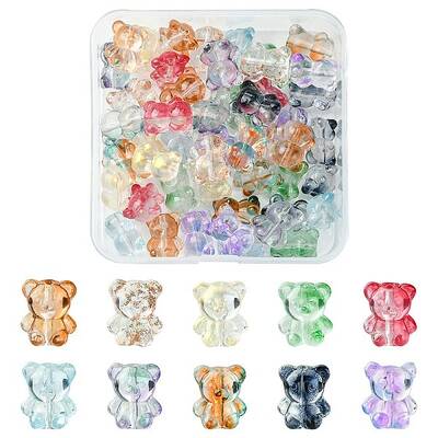 50Pcs 10 Colors Handmade Lampwork Beads
