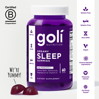 Goli Dreamy Sleep Gummy - Melatonin, Vitamin D, Magnesium, Lemon Balm Extract, Gelatin-Free, Gluten-Free, Vegan & Non-GMO