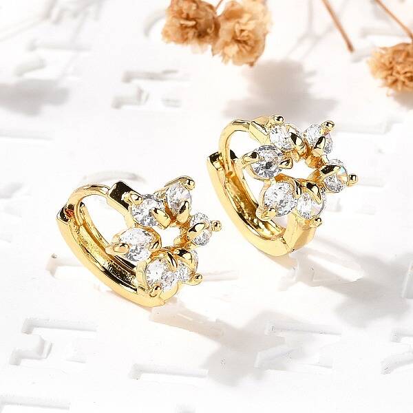 Flower Brass Hoop Earrings