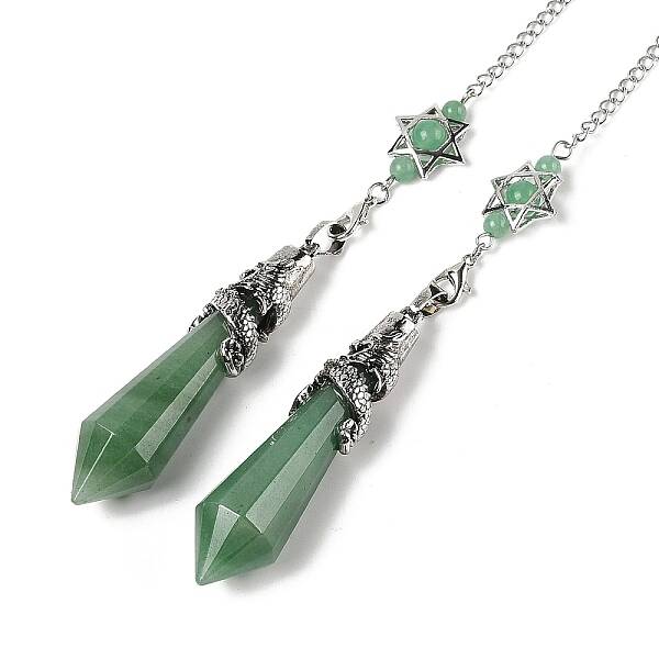 Natural Green Aventurine Cone Dowsing Pendulum Big Pointed Pendants