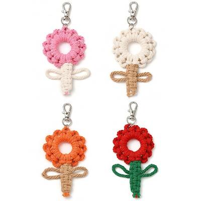4Pcs Flowers Woven Cotton Thread Pendant Decorations