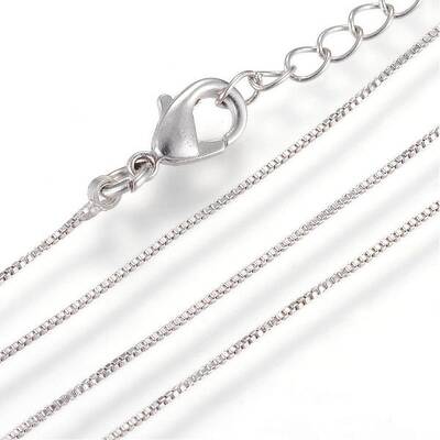 Real Platinum Plated Brass Box Chains Necklaces