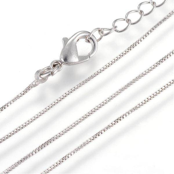 Real Platinum Plated Brass Box Chains Necklaces