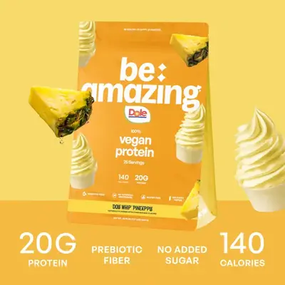 Be Amazing Vegan Protein Powder | Plant | Prebiotic Fiber | Gluten Free | Non Dairy | Low Sugar | Great Tasting | Dole Whip |...