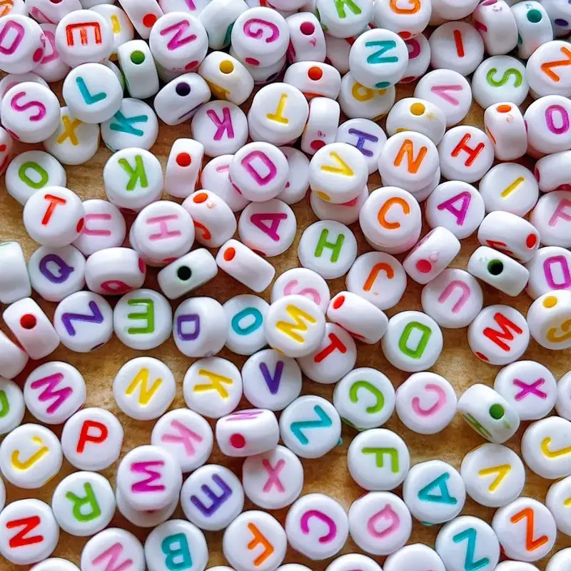 Alphabet Pattern Beads, 200/500pcs Colorful Beads for Bracelet Necklace Earrings, DIY Jewelry Making Accessories for Women & ...