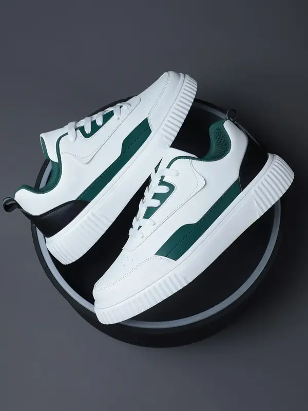 Men's 1 Pair Fashionable Patchwork Design Lace Up Low Top Sneakers, Casual Comfortable Lightweight Sports Shoes, Male All-mat...