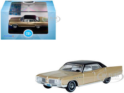 1968 Buick Electra 225 Ivory Gold Metallic with Black Top and White Interior 1/87 (HO) Scale Diecast Model Car by Oxford Diec...