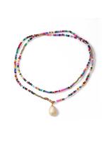 Boho Style Colorblock Beaded Necklace, Fashionable Double Layer Pearl Necklace for Women & Girls, Trendy All-match & Exquisit...