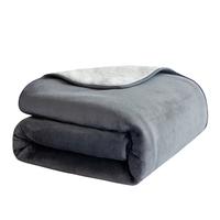 Waterproof Dog Blanket, 3-Layer Flannel and Sherpa Pet Throw, Reversible Protector Cover for Bed Couch Sofa, Grey