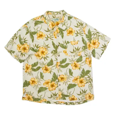 HAVANA JACKS Mens Hawaiian Shirt Cream Floral XL