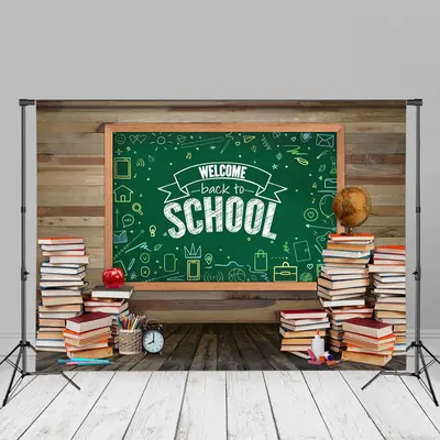 Wooden Blackboard Books Back To School Backdrop - Aperturee