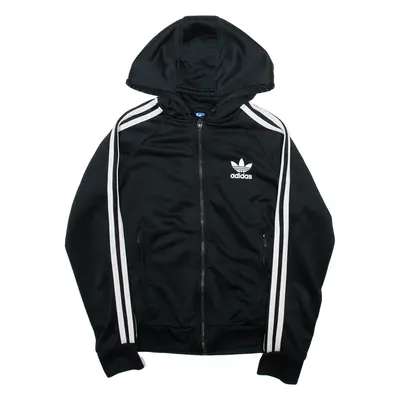ADIDAS Womens Track Jacket Black Hooded UK 10