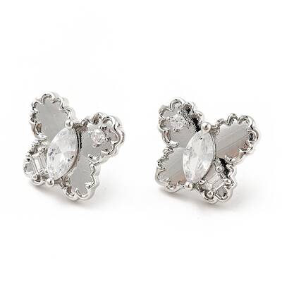 Clear Cubic Zirconia Butterfly Stud Earrings