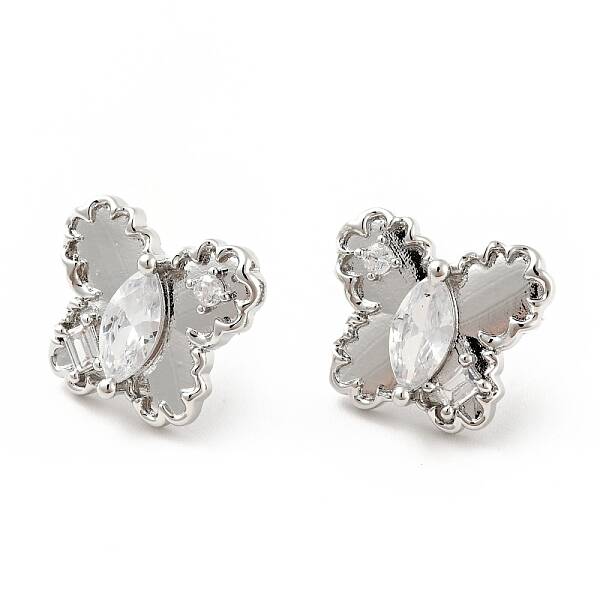 Clear Cubic Zirconia Butterfly Stud Earrings