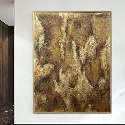Original Abstract Gold Painting on Canvas Heavy Textured Art Modern Rich Fine Art Oil Painting Contemporary Wall Art | GOLDEN...