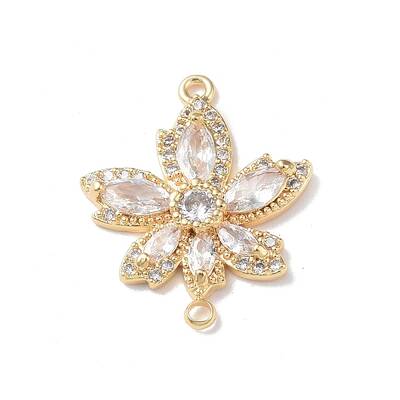 Brass Micro Pave Cubic Zirconia Connector Charms