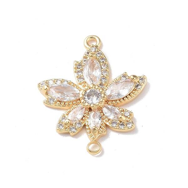 Brass Micro Pave Cubic Zirconia Connector Charms