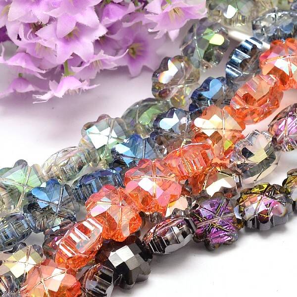 Electroplate Faceted Clover Glass Bead Strands