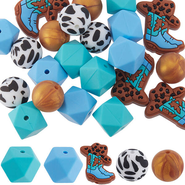 25Pcs 5 Styles Silicone Beads