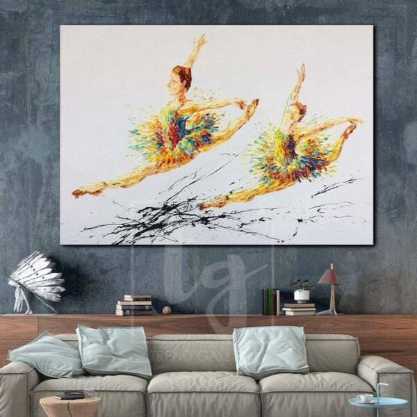 Ballet Dancers Abstract Artwork Large Ballerina Painting Dancing Girl Oil Painting | BALLERINA SISTERS