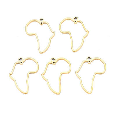 Ion Plating(IP) Africa Map 201 Stainless Steel Connector Charms