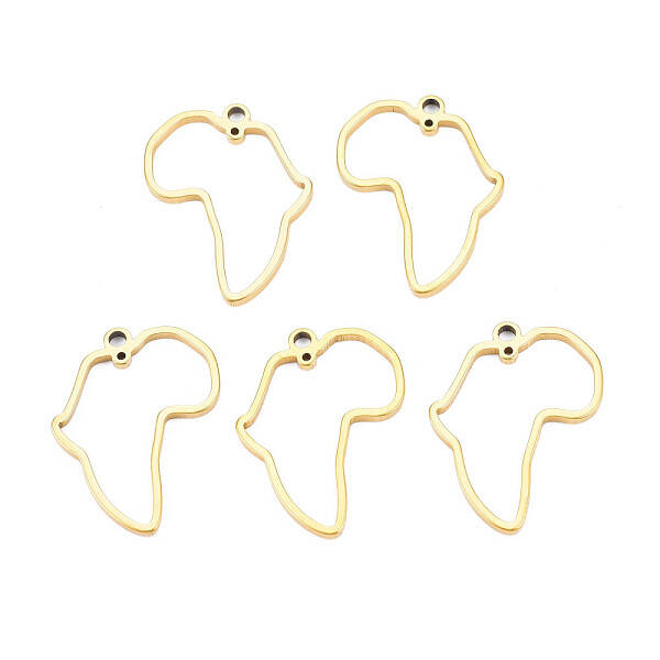 Ion Plating(IP) Africa Map 201 Stainless Steel Connector Charms