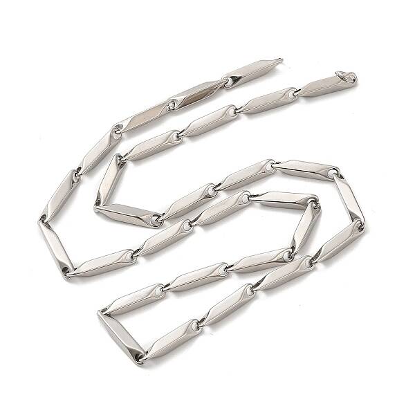 Non-Tarnish 201 Stainless Steel Rectangle Bar Link Chain Necklace