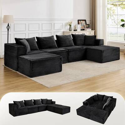 Garvee 137 Modular Sectional Sofa, Modern Cloud Sectional Couch with Deep Seat, L-Shape Boneless Couch with Chaise for Livin...