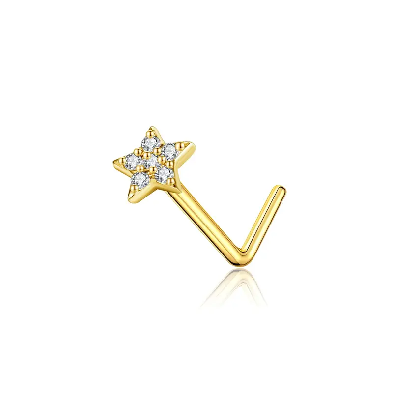 14K Gold Cubic Zirconia Star Nose Ring