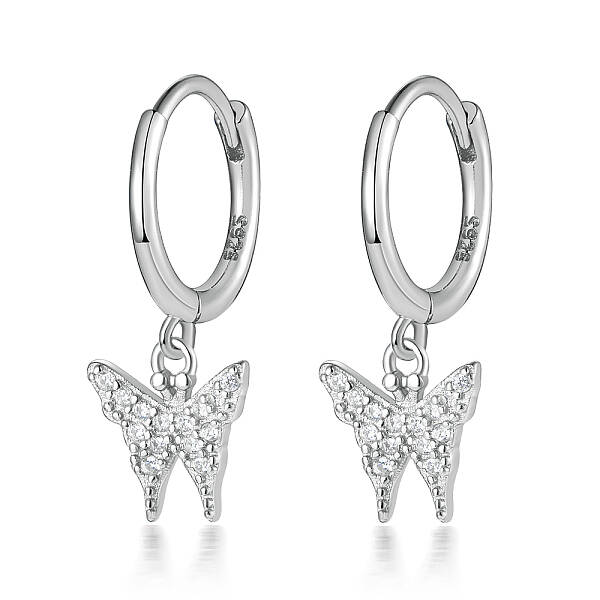 925 Sterling Silver Butterfly Hoop Earrings