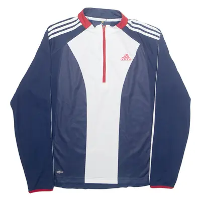 ADIDAS Mens Jersey Blue Long Sleeve 1/4 Zip L