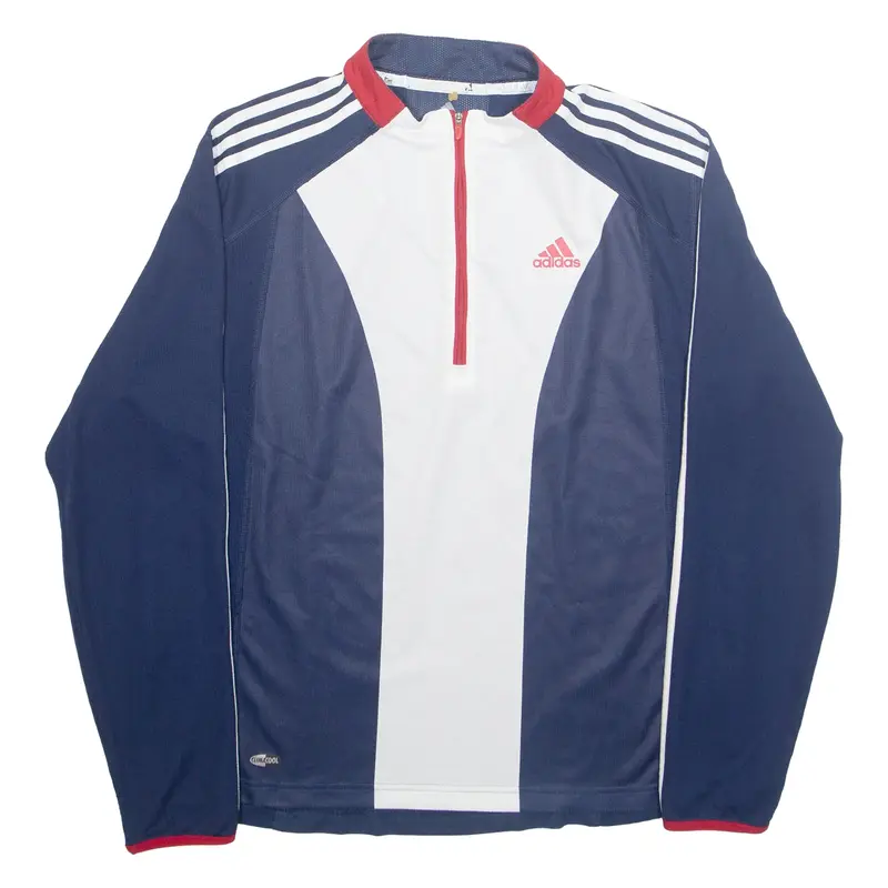 ADIDAS Mens Jersey Blue Long Sleeve 1/4 Zip L