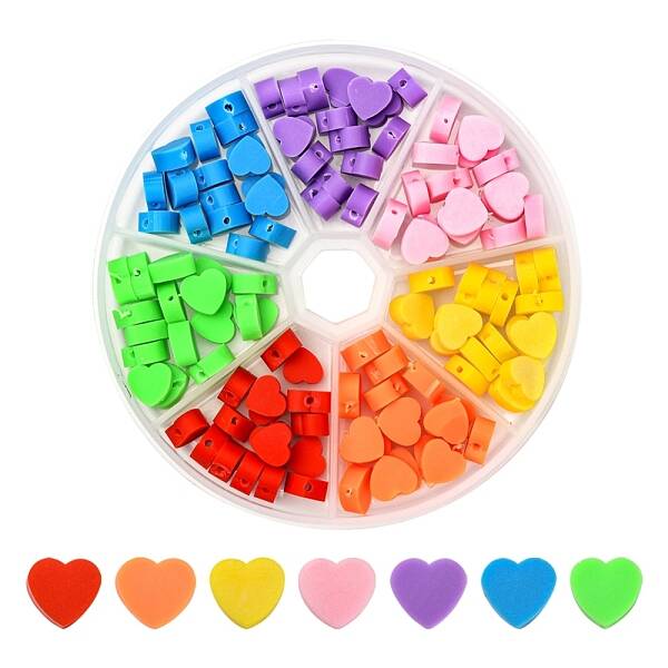 140Pcs 7 Colors Handmade Polymer Clay Beads