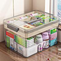 Clear Medicine Storage Box with Handle, 1 Count/2 Counts Transparent Large Capacity Plastic Pills Box, Household Portable Sun...