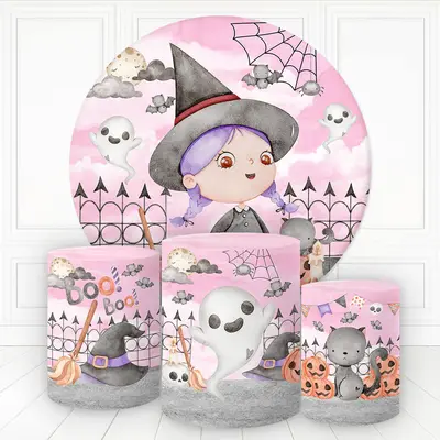 Aperturee Girl Vampire Boo Magic Round Backdrop Kit For Baby Shower | Circle Party Backdrop | Round Party Backdrop | Round Ba...