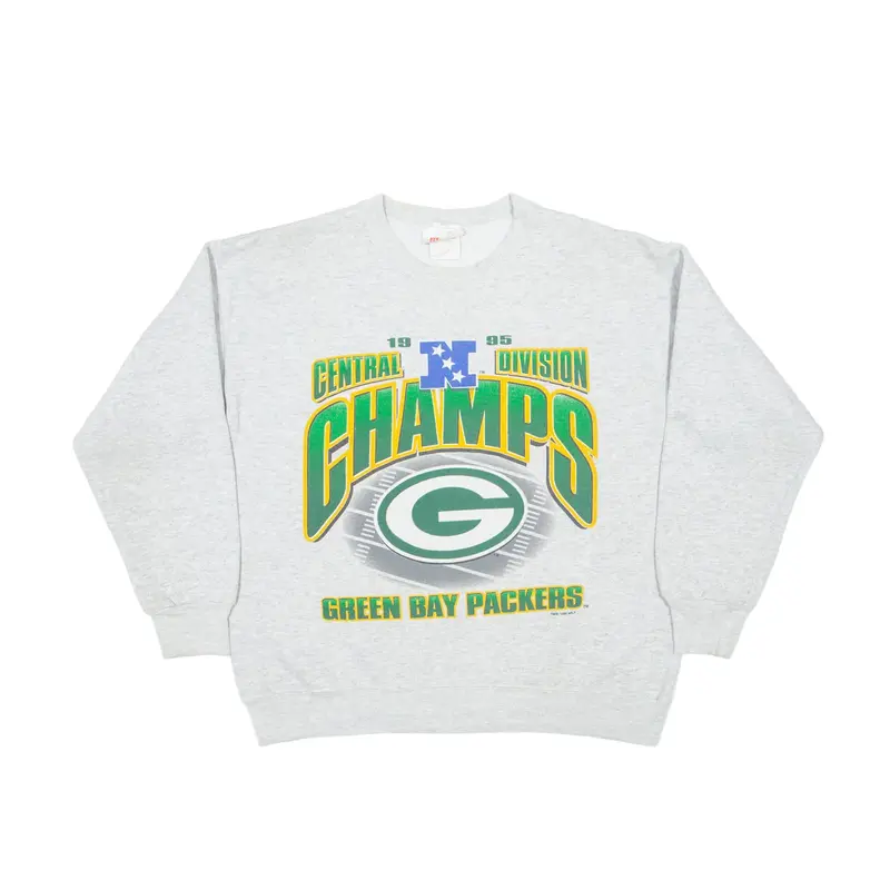 HANES Central Division Green Bay Packers USA Sweatshirt Grey 90s Mens L