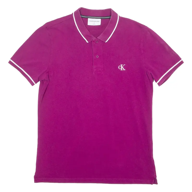CALVIN KLEIN JEANS Slim Fit Mens Polo Shirt Purple XL