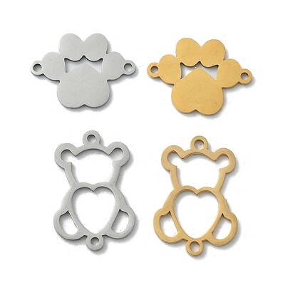 16Pcs 4 Style 201 Stainless Steel Links Connectors