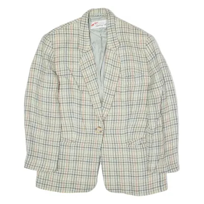 HAUBER SPORTING LIFE Womens Blazer Jacket Blue Tweed Wool 80s Check XL