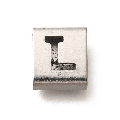 Letter Style 304 Stainless Steel Square Slide Charms