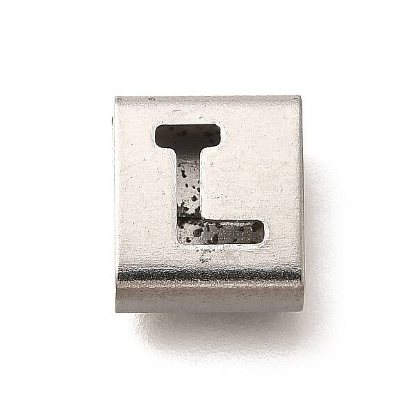 Letter Style 304 Stainless Steel Square Slide Charms