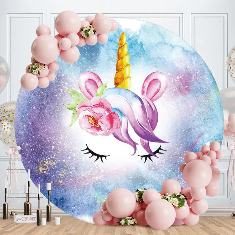 Aperturee Pink Floral And Leaves Round Spring Backdrop | Round Backdrop Stand Covers | Birthday Backdrop Ideas | Birthday Rou...