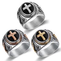 men's titanium steel cross men's ring, black Epoxy God's hand ring.