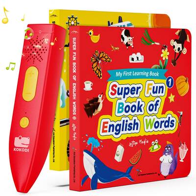 KOKODI Talking Pen Book Sets for Kids, Interactive Audio Sound Books with English Words & Mother Goose Nursery Rhymes, 7
