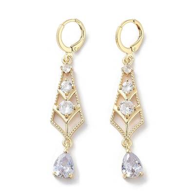 Teardrop Rack Plating Golden Brass Dangle Leverback Earrings