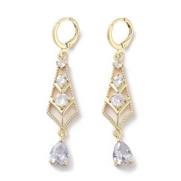 Teardrop Rack Plating Golden Brass Dangle Leverback Earrings